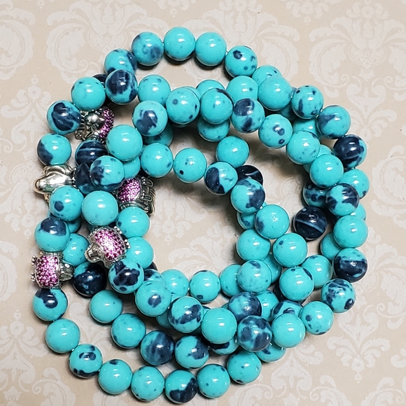 Robin Heart Pink Rhinestone Bead in Robins Egg Jade Design Robin Spring - Picture 10 of 10